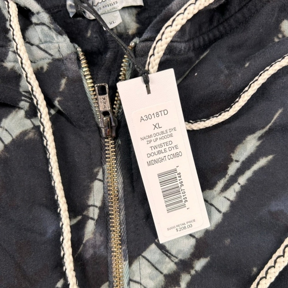 Michael Stars Hoodie Womens XL Full Zip Naomi Double Dye Midnight Blue Black - Picture 5 of 10